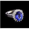 Image 1 : 3.53 ctw Tanzanite and Diamond Ring - 14KT White Gold