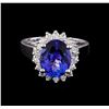 Image 2 : 3.53 ctw Tanzanite and Diamond Ring - 14KT White Gold