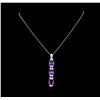 Image 2 : Crayola 7.80 ctw Amethyst and White Sapphire Pendant With Chain - .925 Silver