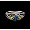 Image 2 : 0.84 ctw Black Diamond, Sapphire, and Diamond Ring - 14KT White Gold