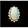 Image 2 : 17.70 ctw Opal and Diamond Ring - 14KT Yellow Gold