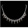 Image 1 : 4.83 ctw Diamond and Yellow Sapphire Necklace - 18KT White Gold