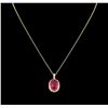 Image 1 : 8.25 ctw Ruby and Diamond Pendant With Chain - 14KT Yellow Gold