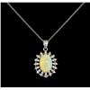 Image 1 : 3.42 ctw Opal and Diamond Pendant - 14KT White Gold