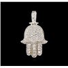 Image 1 : 2.10 ctw Diamond Hamsa Pendant - 14KT White Gold