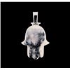 Image 2 : 2.10 ctw Diamond Hamsa Pendant - 14KT White Gold