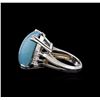 Image 3 : 14KT White Gold 7.60 ctw Aquamarine and Diamond Ring