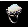 Image 4 : 13.66 ctw Opal, Sapphire and Diamond Ring - 14KT White Gold