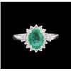 Image 2 : 1.33 ctw Emerald and Diamond Ring - 14KT White Gold