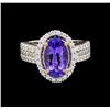 Image 2 : 14KT White Gold 2.51 ctw Tanzanite and Diamond Ring