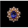Image 2 : 3.62 ctw Tanzanite and Diamond Ring - 14KT Rose Gold