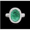 Image 2 : 2.50 ctw Emerald and Diamond Ring - 14KT White Gold