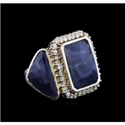 14KT White Gold 20.59 ctw Sapphire and Diamond Ring