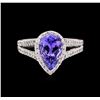 Image 2 : 1.86 ctw Tanzanite and Diamond Ring - 14KT White Gold