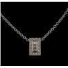 Image 1 : 0.41 ctw Diamond Pendant With Chain - 18KT White Gold