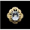 Image 2 : 14KT Yellow Gold 4.49 ctw Aquamarine and Blue Diamond Ring