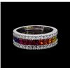 Image 2 : 2.04 ctw Multi Color Sapphire and Diamond Ring - 14KT White Gold