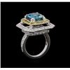 Image 4 : 6.25 ctw Blue Zircon and Diamond Ring - 18KT White Gold