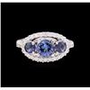 Image 2 : 1.27 ctw Tanzanite, Sapphire and Diamond Ring - 14KT White Gold