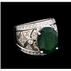 Image 1 : 14KT White Gold 6.63 ctw Emerald and Diamond Ring