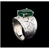 Image 4 : 14KT White Gold 6.63 ctw Emerald and Diamond Ring