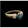 Image 1 : 0.74 ctw  Blue Zircon and Diamond Ring - 14KT Yellow Gold