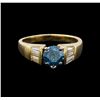 Image 2 : 0.74 ctw  Blue Zircon and Diamond Ring - 14KT Yellow Gold