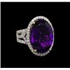 Image 1 : 14KT White Gold 11.51 ctw Amethyst and Diamond Ring