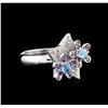 Image 1 : 14KT White Gold 0.40 ctw Amethyst, Topaz and Diamond Ring