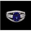 Image 2 : 1.10 ctw Blue Sapphire and Diamond Ring - 18KT White Gold