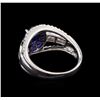 Image 3 : 1.10 ctw Blue Sapphire and Diamond Ring - 18KT White Gold