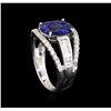 Image 4 : 1.10 ctw Blue Sapphire and Diamond Ring - 18KT White Gold