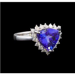 14KT White Gold 3.44 ctw Tanzanite and Diamond Ring