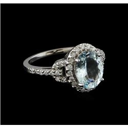 2.00 ctw Aquamarine and Diamond Ring - 14KT White Gold