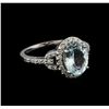 Image 1 : 2.00 ctw Aquamarine and Diamond Ring - 14KT White Gold