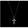 Image 2 : 14KT Yellow Gold 0.25 ctw Sapphire Cross Pendant With Chain