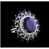 Image 1 : 13.31 ctw Sapphire and Diamond Ring - 14KT White Gold