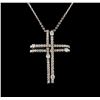 Image 1 : 14KT White Gold 0.93 ctw Diamond Cross Pendant With Chain