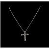 Image 2 : 14KT White Gold 0.93 ctw Diamond Cross Pendant With Chain