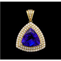 14KT Yellow Gold 6.85 ctw Tanzanite and Diamond Pendant