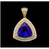 Image 1 : 14KT Yellow Gold 6.85 ctw Tanzanite and Diamond Pendant