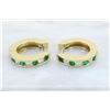 Image 2 : 0.40 ctw Diamond and Emerald Earrings - 14KT Yellow Gold