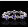 Image 2 : 14KT White Gold 21.00 ctw Tanzanite and Diamond Bracelet