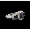 Image 1 : 1.60 ctw Sapphire and Diamond Ring - 14KT White Gold