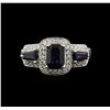 Image 2 : 1.60 ctw Sapphire and Diamond Ring - 14KT White Gold
