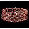 Image 1 : 63.05 ctw Ruby and Diamond Bracelet - 14KT Rose Gold