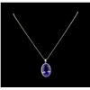 Image 1 : GIA Cert 30.28 ctw Tanzanite and Diamond Pendant With Chain - 14KT White Gold