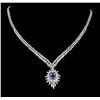 Image 2 : 14KT White Gold 2.57 ctw Tanzanite and Diamond Necklace