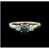 Image 2 : 14KT Yellow Gold 0.85 ctw Fancy Blue Diamond Ring