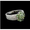 Image 1 : 2.20 ctw Green Tourmaline and Diamond Ring - 14KT White Gold